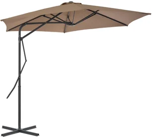 vidaXL Parasol ogrodowy na słupku stalowym, 300 cm, kolor taupe - Parasole ogrodowe - miniaturka - grafika 3