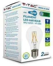 V-TAC Żarówka LED 4W Filament E27 A60 Przezroczysta VT-1885 6400K 400lm - Żarówki LED - miniaturka - grafika 2