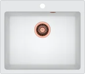 Zlewozmywaki - QUADRON MORGAN 110 biały metalik + odpływ miedziany PVD (HB8304U1-C1) HB8304U1-C1 - miniaturka - grafika 1