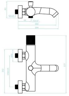 Kuchinox Bateria wannowa chrom/czarna PEROS BQP 010D - Baterie wannowe i prysznicowe - miniaturka - grafika 4