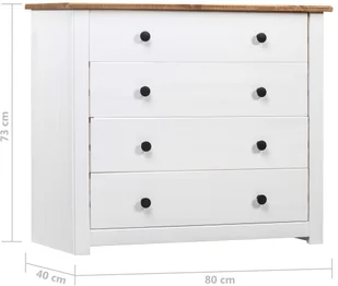 vidaXL Szafka boczna biała 80 x 40 x 73 cm sosna seria Panama 282660 - Komody - miniaturka - grafika 7