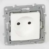 Gniazdka elektryczne - Legrand Gniazdo wtyczkowe Niloe 764538 pojedyncze bez uziemienia z przesłonami białe - miniaturka - grafika 1