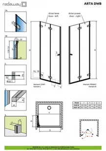 Radaway Arta Dwb 90x200 lewe profil chrom szkło przejrzyste 386151-03-01L - Ścianki i drzwi prysznicowe - miniaturka - grafika 2