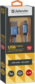 Kable USB - Defender Kabel USB Defender AM-micro BM 1m 2,1A niebieski 87805 - miniaturka - grafika 1