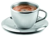 Filiżanki - Weis 16902 ze stali nierdzewnej z podwójnymi ścianami filiżanka do kawy, ze spodkiem Exklusiv 16902 - miniaturka - grafika 1