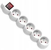 Przedłużacze i rozgałęźniki - HBF Pięciokrotny 5 Metrów Biały Wyłącznik - miniaturka - grafika 1