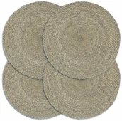 Obrusy i serwetki - vidaXL Maty na stół, 4 szt., gładkie, szare, 38 cm, okrągłe, juta - miniaturka - grafika 1