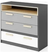 Biurka dla dzieci - Komoda dziecięca POK PO-08 Grafit + Buk + Szary + Biały PO8GBS - miniaturka - grafika 1