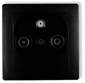 Gniazdka elektryczne - Karlik Deco czarny gniazdo RTV-SAT końcowe dwa wejścia antenowe) 12DGST 12DGST - miniaturka - grafika 1