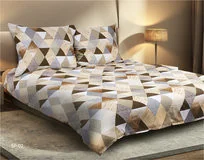 Matex Multitex Pościel satynowa Premium, beżowo-brązowa, 2x 70x80 cm, 160x200 cm - Pościel - miniaturka - grafika 2