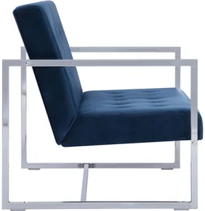 vidaXL vidaXL 2-osobowa sofa z podłokietnikami, niebieska, chrom i aksamit - Sofy i kanapy - miniaturka - grafika 3