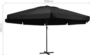 vidaXL Parasol ogrodowy na aluminiowym słupku, 500 cm, czarny vidaXL - Parasole ogrodowe - miniaturka - grafika 6