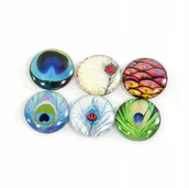 Magnesy - Magnesy Szklane Pawie piórka Zestaw 6szt Magnes - miniaturka - grafika 1