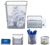Kosze na śmieci - FENIKS Relaxdays biurko organizer 6er Set metalowa półka, wizytówki, kartki Box, półka na listy, pojemnik na długopisy, 10022499_55 - miniaturka - grafika 1
