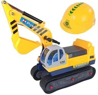 Jeździki dla dzieci - Lean Duża Koparka Jeździk Koparka Budowa Kask Żółty 9270 - miniaturka - grafika 1