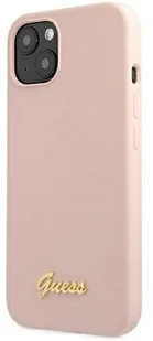 Guess GUHMP13MLSLMGLP iPhone 13 6,1" jasnoróżowy/light pink hardcase Silicone Script Gold Logo Magsafe - Etui i futerały do telefonów - miniaturka - grafika 3