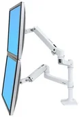 Uchwyty do monitorów - Ergotron Uchwyt LX dual stacking Arm no grommet mount bright white texture 45-492-216 - miniaturka - grafika 1