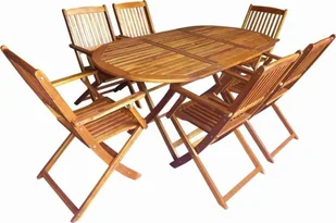 vidaXL 7-cz. zestaw składanych mebli ogrodowych, lite drewno akacjowe 44057 - Meble ogrodowe - miniaturka - grafika 2