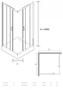 Sea Horse Kabina półokrągła STYLIO 80x80x190 czarna/transparenta BK501RTK+ - Kabiny prysznicowe - miniaturka - grafika 4