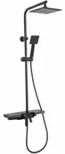 Zestawy prysznicowe - Rea P0636 Zestaw natryskowy z baterią z wylewką z półkąBravo Black - miniaturka - grafika 1