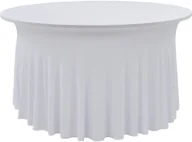 Obrusy i serwetki - vidaXL Elastyczne obrusy z falbaną, 2 szt., 180 x 74 cm, białe - miniaturka - grafika 1