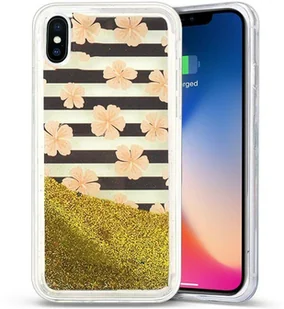 Zizo Liquid Glitter Star Case Etui iPhone X (Pink Flowers) GLST-IPHX-PKFL - Etui i futerały do telefonów - miniaturka - grafika 2