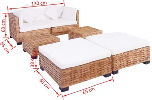 vidaXL Zestaw wypoczynkowy, 16 elementów, naturalny rattan - Komplety wypoczynkowe - miniaturka - grafika 8