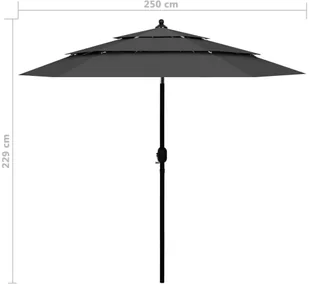 vidaXL 3-poziomowy parasol na aluminiowym słupku, antracytowy, 2,5 m 313862 - Parasole ogrodowe - miniaturka - grafika 8