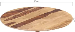 vidaXL Blat stołu, lite drewno sheesham, okrągły, 25-27 mm, 50 cm vidaXL - Blaty meblowe i parapety okienne - miniaturka - grafika 3