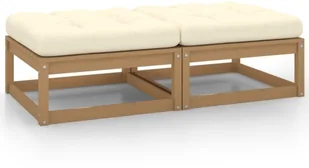 vidaXL Stołki ogrodowe z poduszkami, 2 szt., miodowy brąz, sosnowe - Komplety wypoczynkowe - miniaturka - grafika 2