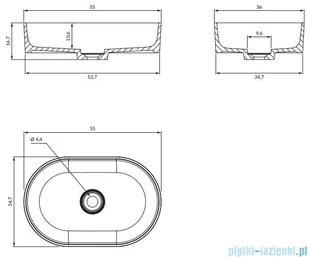 Omnires Ovo M+ umywalka nablatowa 55x36 cm biały połysk OVOUNBP | - Umywalki - miniaturka - grafika 2