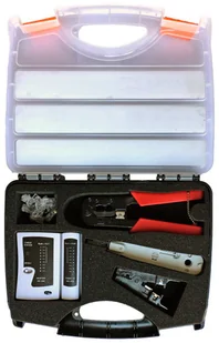 Alantec Zestaw narzędzi instalatorskich w walizce tester nóż LSA zaciskarka stripper wtyki RJ45) (NI038) - Narzędzia sieciowe - miniaturka - grafika 2