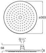 Deszczownice - Roca Black Deszczownica okrągła 30 cm czarna A5B3950CN0 - miniaturka - grafika 1
