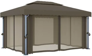 vidaXL Altana z zasłonami i lampkami, 4x3 m, kolor taupe! 3070357 - Altany ogrodowe vidaXL Altana z zasłonami i lampkami, 4x3 m, kolor taupe! 3070357 - Altany ogrodowe - miniaturka - grafika 5