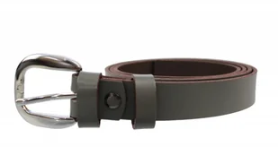 MASSIMO (PL) Pasek Damski Skórzany MASSIMO (PL) Skóra Licowa EXTRA Gładki 25 mm SZARY - Paski - miniaturka - grafika 2