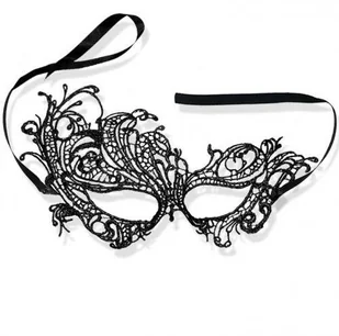 GoDan Maseczka ażurowa, czarna - Dodatki do strojów karnawałowych - miniaturka - grafika 6