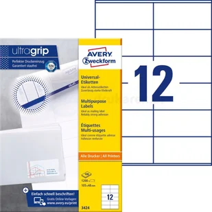 Avery Zweckform Etykiety uniwersalne trwałe A4 105mm x 48mm 100 arkuszy Zweckform 3424 - Etykiety samoprzylepne i bloki etykiet - miniaturka - grafika 2