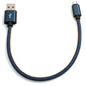 Kable USB - System-S System-S Kabel micro USB A 2.0 pleciony nylon osłona wygląd dżinsów niebieski złoty 25 cm 56529176 - miniaturka - grafika 1