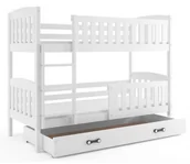 Łóżka dla dzieci i młodzieży - Białe piętrowe wspólne łóżko dla rodzeństwa z szufladą 90x200 M5-W65 - miniaturka - grafika 1
