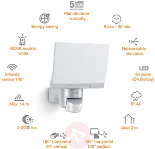 Steinel Reflektor z czujnikiem ruchu XLED Home 2, srebrny, 033057 VSA Van Spijk - Lampy pozostałe - miniaturka - grafika 7