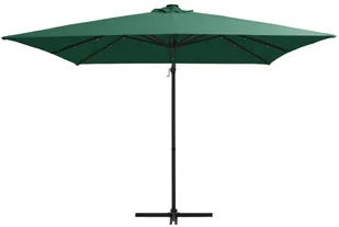 vidaXL Parasol wiszący z LED i stalowym słupkiem 250x250 cm zielony  46993 - Parasole ogrodowe - miniaturka - grafika 4