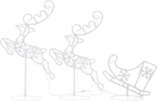 vidaXL vidaXL Świąteczne renifery z saniami akryl 260x21x87 cm ciepła biel 328509 - Ozdoby bożonarodzeniowe - miniaturka - grafika 5