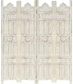 Parawany - vidaXL vidaXL Parawan 4-panelowy, rzeźbiony, biały, 160x165 cm, drewno mango - miniaturka - grafika 1