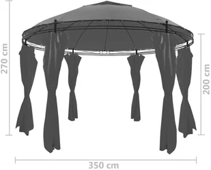 Okrągła altana z zasłonami, 3,5 x 2,7 m, antracytowa - Altany ogrodowe - miniaturka - grafika 14