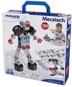 Klocki - Miniland 95015  mecatech 106 części z narzędziami-6 karty do gry, 20 cm - miniaturka - grafika 1