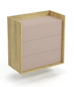 Komody - Halmar Komoda trzy szuflady MOBIUS 3S korpus: hikora naturalna, fronty - antyczny róż - miniaturka - grafika 1