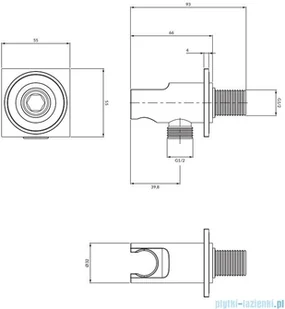 Omnires przyłącze kątowe mosiężne z uchwytem na słuchawkę antracyt 8873C/KAT | - Baterie umywalkowe - miniaturka - grafika 2