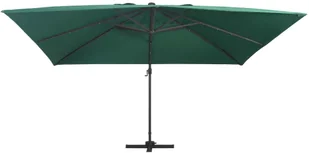 vidaXL Parasol z LED i aluminiowym słupkiem 400x300 cm zielony 47005 - Parasole ogrodowe - miniaturka - grafika 4