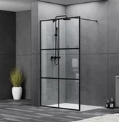 Kabiny prysznicowe - Axiss Glass BRAVAT BRAVAT Kabina narożna WALK IN 120x200 SL171-120 czarny mat szkło transparentne z powłoką Nano - miniaturka - grafika 1