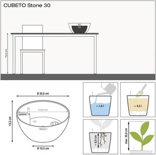 Lechuza Donica CUBETO Stone 30 biały kwarcowy CUBETO S. 30 KWARC - Donice - miniaturka - grafika 3